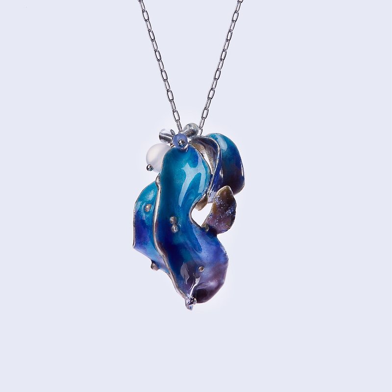 Sterling silver Enamel necklace - สร้อยคอ - เงินแท้ สีน้ำเงิน