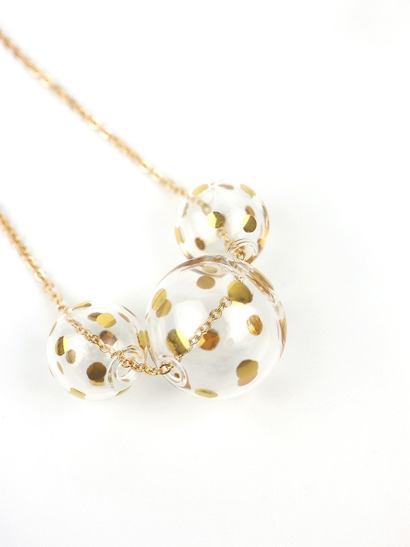 BACI GOLD DOTS - Gold-paint polka dots bubbles necklace - สร้อยติดคอ - แก้ว สีทอง