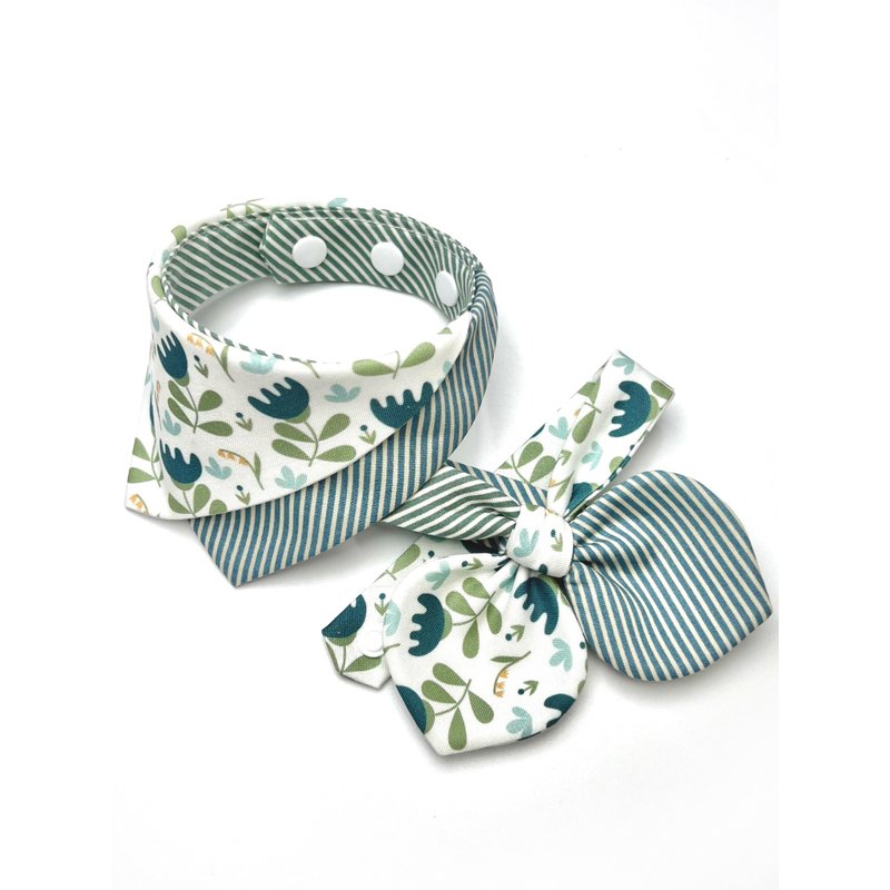 Wangyou Paradise_Pet scarf/bow tie - Collars & Leashes - Cotton & Hemp Green