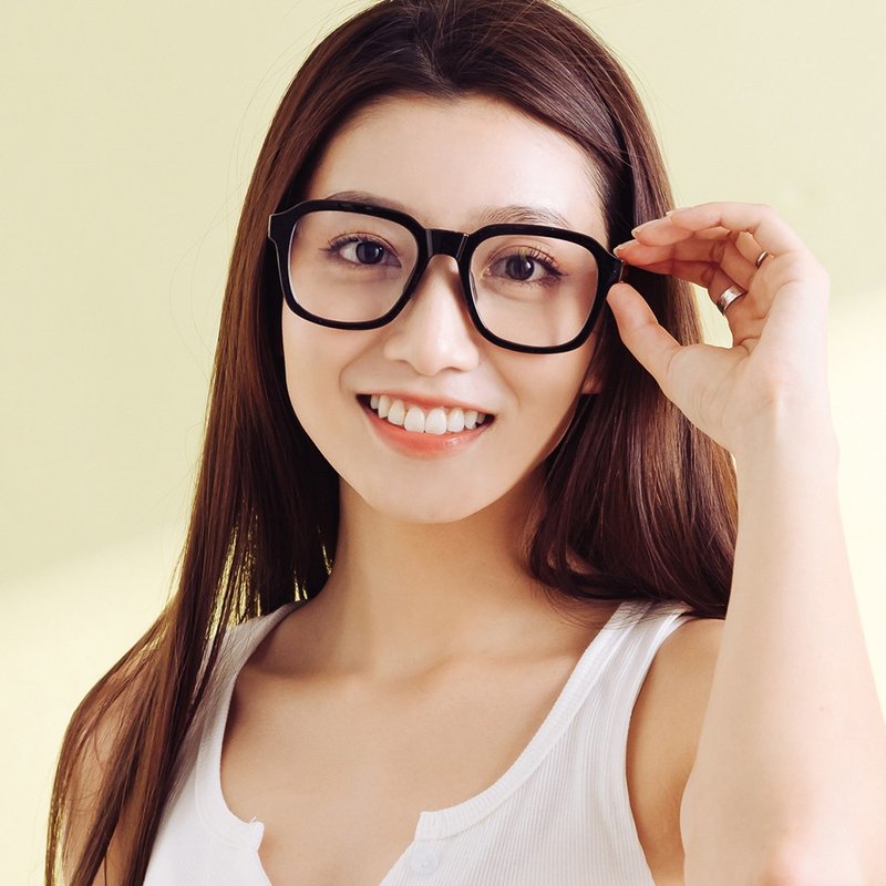 黑曜祕寶蒐藏│質感海曜黑威靈頓框插芯設計板材UV400濾藍光眼鏡 - 眼鏡/鏡框 - 其他金屬 黑色