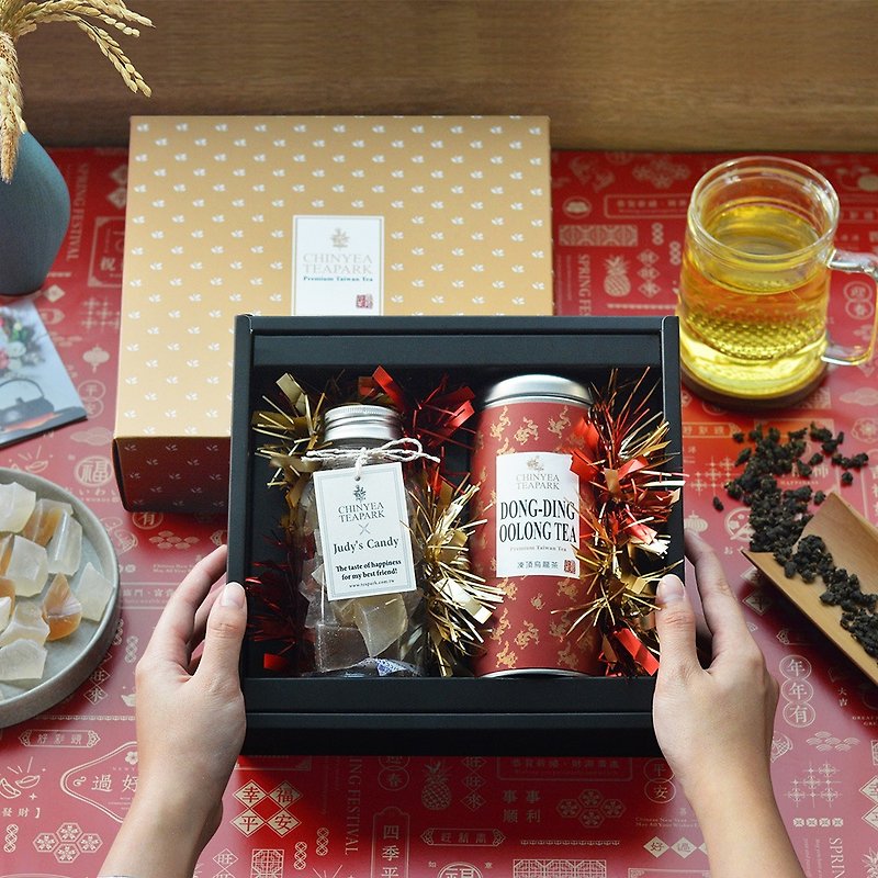 Amber Candy & Tea Gift Set  — tea (2 choices) +Crystal Jelly Candy(4 choices) - Tea - Other Materials Gold