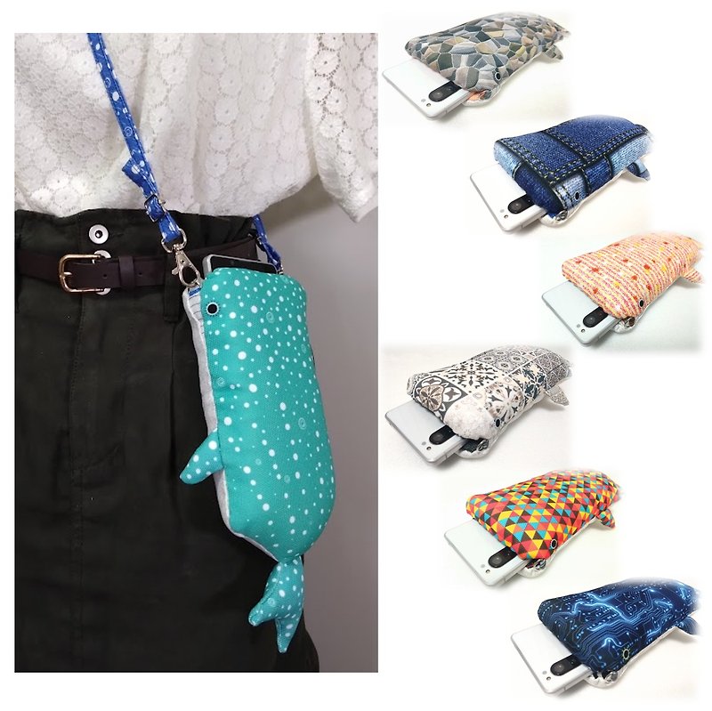smartphone bag with a shoulder strap　　　whale shark　 shoulder bag - Messenger Bags & Sling Bags - Sponge Blue