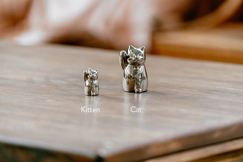 [Single Kitten_Silver | No Fragrance] Lucky Cat Gift Lucky Cat Decoration Feng Shui Improves Luck - Items for Display - Other Metals Silver