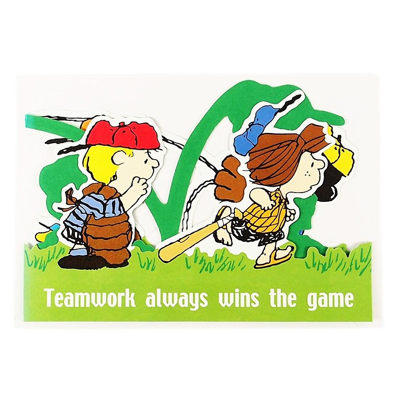Snoopy, everyone play baseball together [Hallmark-Peanuts Snoopy-Pop-up card] - การ์ด/โปสการ์ด - กระดาษ สีเขียว