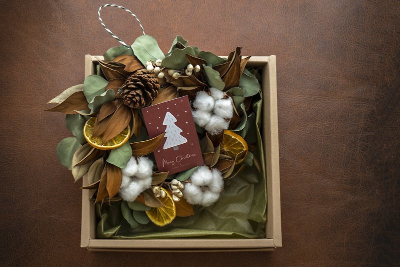 15cm Natural Dry Christmas Wreath Christmas Ornament - ของวางตกแต่ง - พืช/ดอกไม้ 