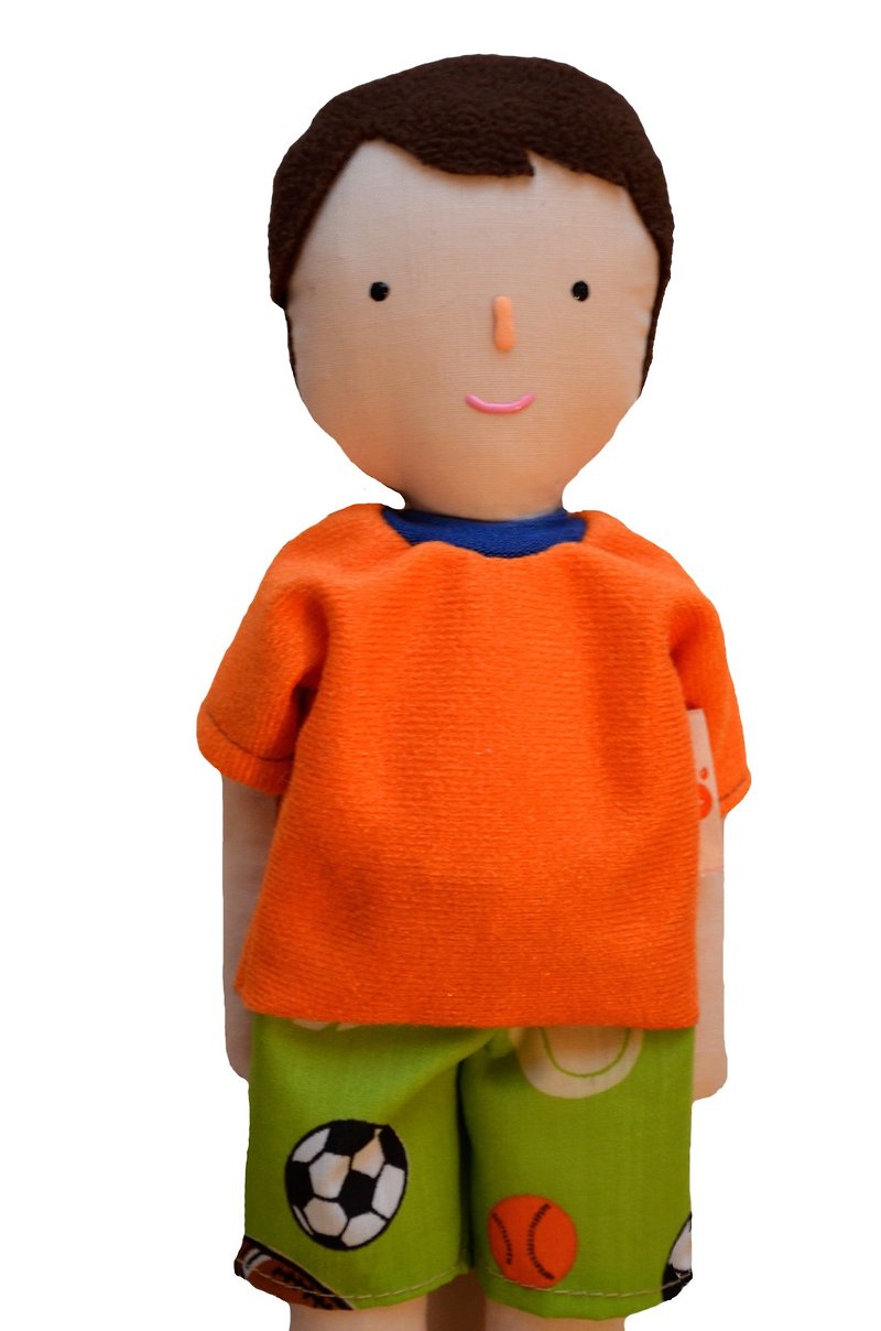 Boy doll / Rag doll of a Boy / Handmade / Light Tan skin doll - 布娃娃 - Stuffed Dolls & Figurines - Other Materials Multicolor