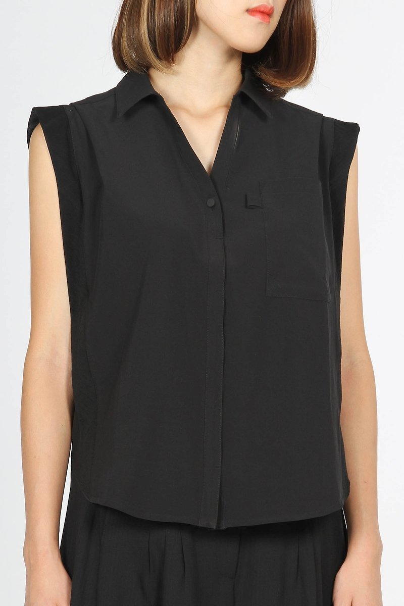 Cardigan Patchwork Drop Shoulder Shirt-Black - Women's Shirts - Polyester Black