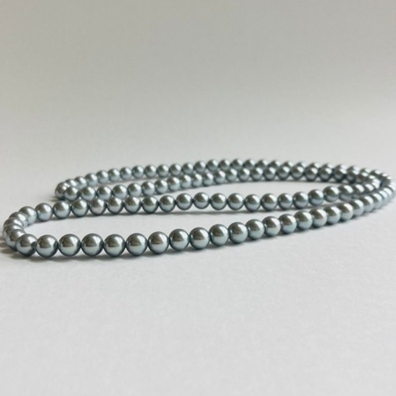 Shell polished pearl opera necklace/approx. 7mm approx. 75cm/endless processing/polished gray/made in Japan - Necklaces - Shell Gray