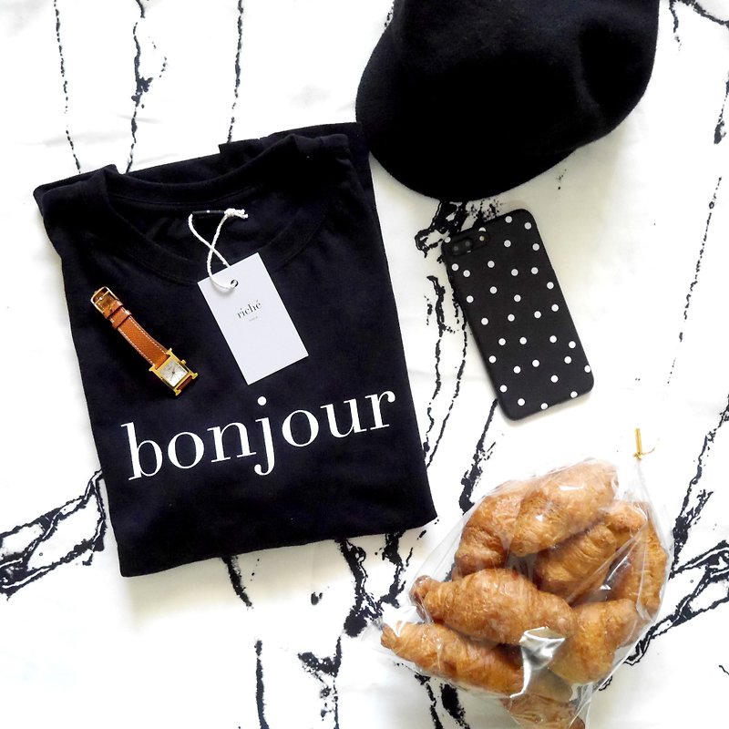 Bonjour comfortable French cotton T - Women's T-Shirts - Cotton & Hemp Black