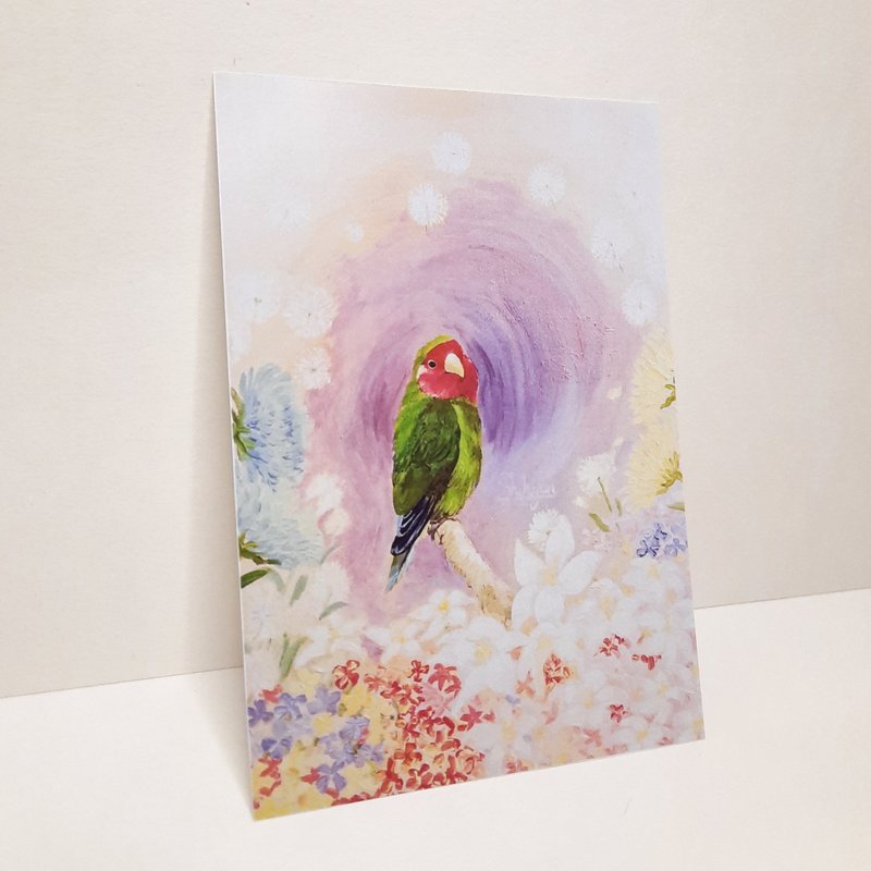 Dandan's paradise parrot original oil painting illustration postcard card - Cards & Postcards - Paper Multicolor