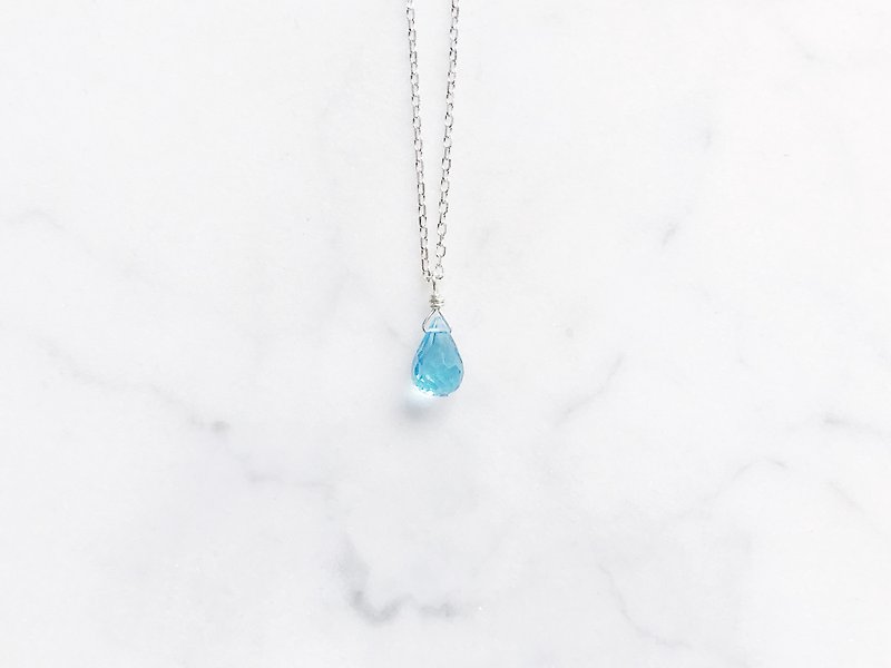 ::Silver Mine Series-Limited Edition:: Blue Topaz sterling silver low light cutting clavicle chain (2.0) - สร้อยคอทรง Collar - เงินแท้ 