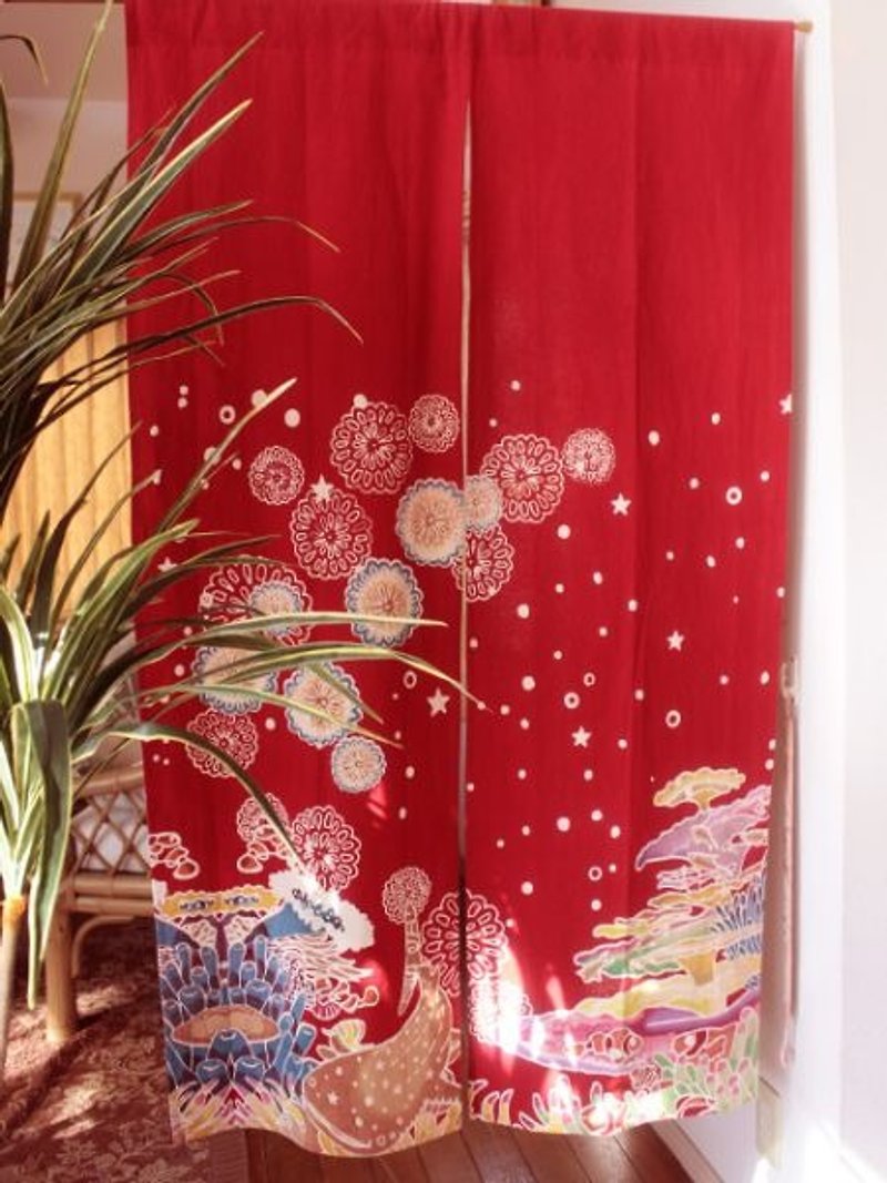【Pre-order】 ✱ Okinawa red type submarine whale door curtain ✱ (three) - Items for Display - Cotton & Hemp Multicolor
