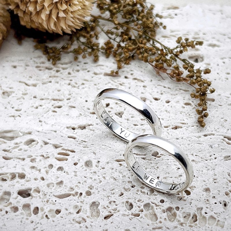 Classic and unbeatable | Curved sterling silver ring | Free typing - แหวนคู่ - เงินแท้ สีเงิน