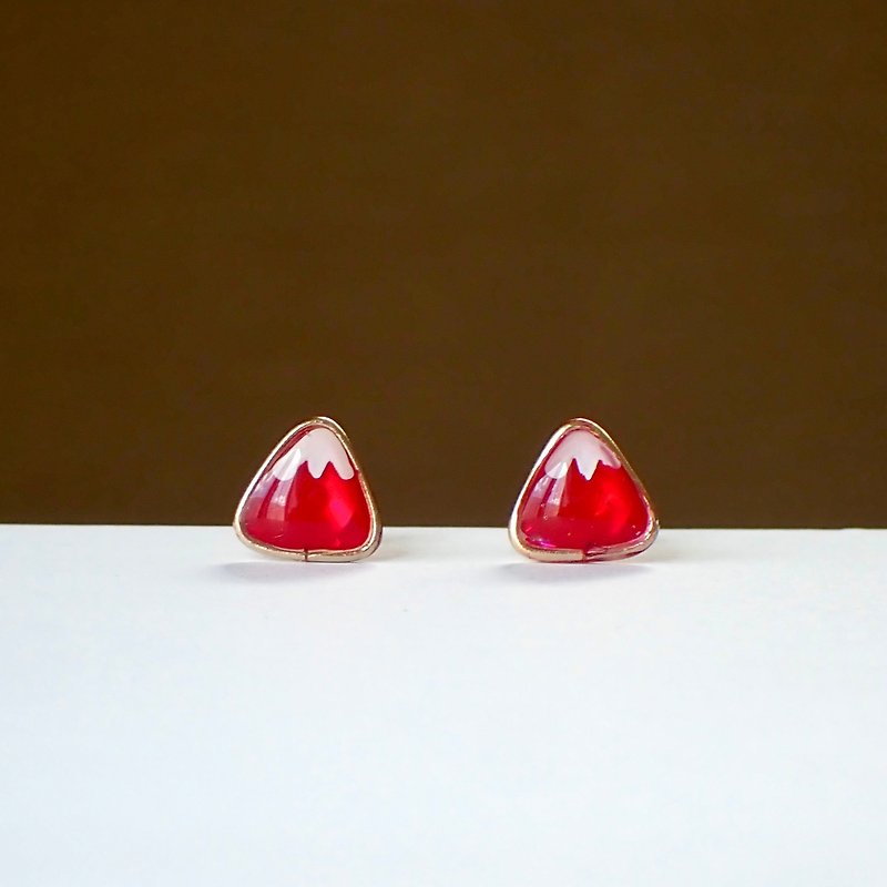 Red Fuji (piercing or Clip-On) - Earrings & Clip-ons - Resin Red