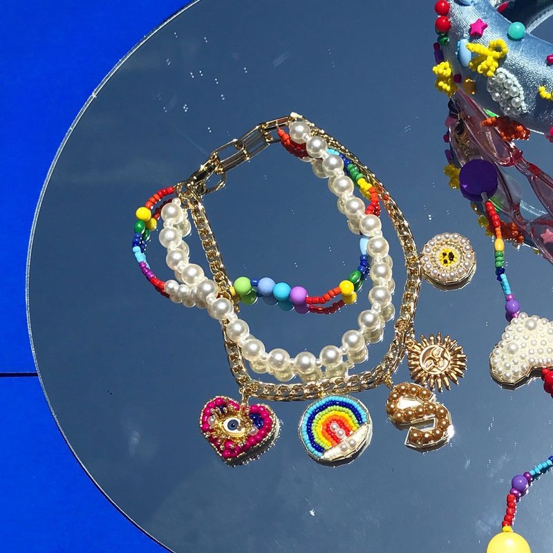 KS necklace : Rainbow + 5 pendants - 項鍊 - 其他材質 多色