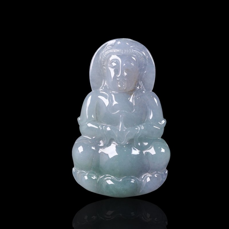 春帶彩翡翠寶瓶觀音菩薩 | 天然緬甸玉翡翠A貨 | 送禮 - 項鍊 - 玉石 多色