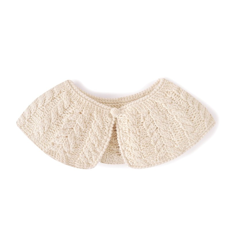 【SISSO Organic Cotton】French Royal Knitted Small Shawl - ผ้ากันเปื้อน - ผ้าฝ้าย/ผ้าลินิน ขาว