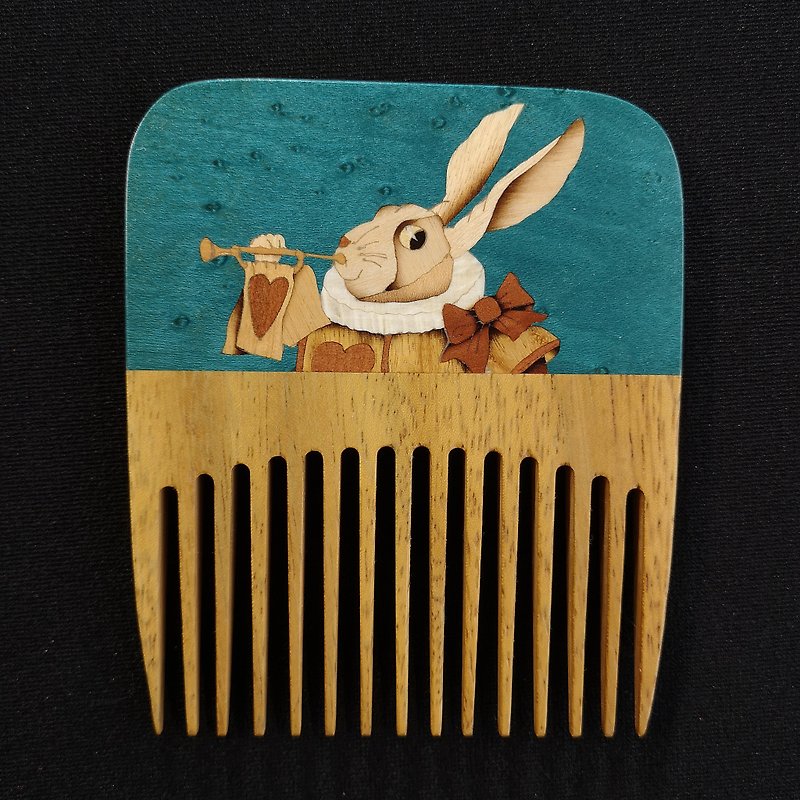Wooden Rabbit Hare decor hair comb / handmade animal decor mosaics inlay 木梳 兔子 - 其他 - 木頭 金色