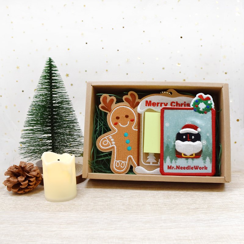【Christmas Gift Box】Gingerbread Man post-it stickers I Cell Phone Card Holder - อื่นๆ - งานปัก สีแดง