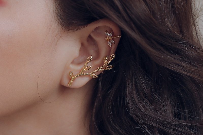 ทองแดงทองเหลือง ต่างหู สีทอง - PURE Series – Late Autumn Fairy earring & ear cuff