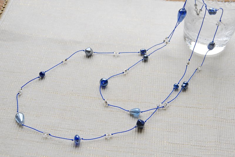 Resale Indra Star Beads Long Necklace Blue - สร้อยคอยาว - แก้ว สีน้ำเงิน