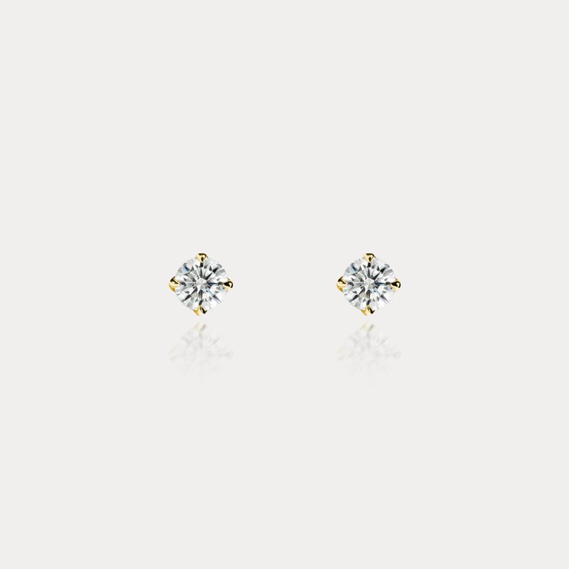 Crown | 0.15ct 皇冠經典四爪鑲 八心八箭 貼耳鑽石18K耳環 - 耳環/耳夾/耳骨夾 - 鑽石 白色