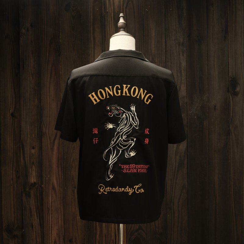 The 59Tattoo Panther Shirt - 黑色 Black - 男襯衫/休閒襯衫 - 棉．麻 
