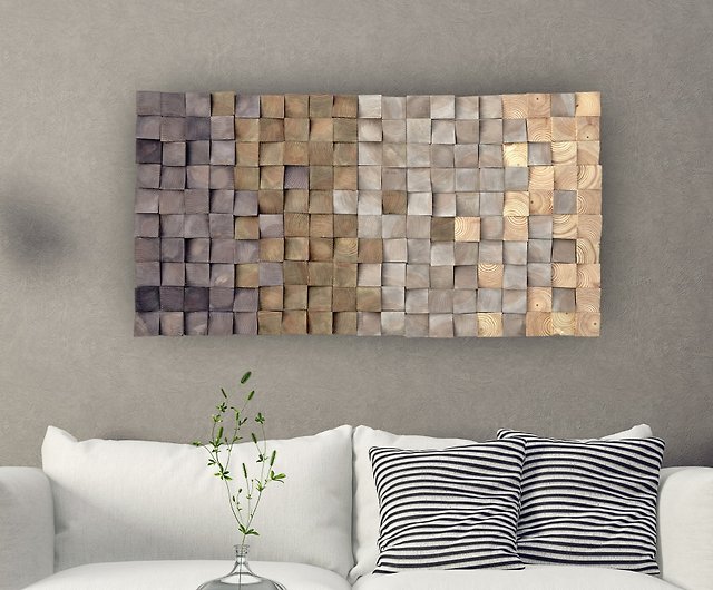 wooden mosaic wall decor, Texture wood wall art, 3D Wall hanging