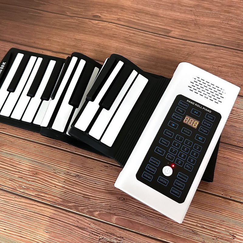 Hand Roll Piano 88-Key Hand Roll Piano Thin Silicone Electronic Piano Free Pedal Elderly Learning - Guitars & Music Instruments - Silicone White