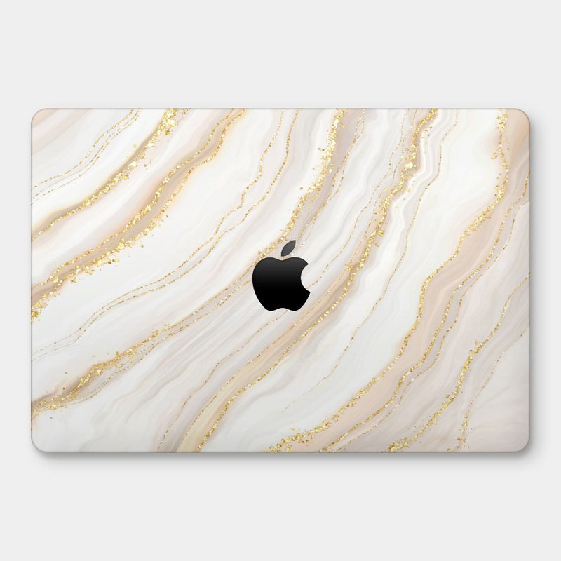 白色仿金色紋路大理石 MacBook 超輕薄防刮保護殼 PS098 - 平板/電腦保護殼/保護貼 - 塑膠 金色