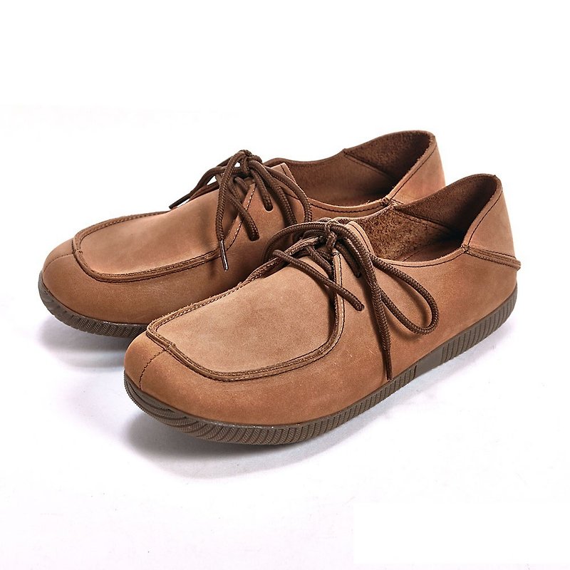[WALKING ZONE (female) step-on double wear casual women's shoes- Brown(other red and blue) - รองเท้าลำลองผู้หญิง - หนังแท้ 