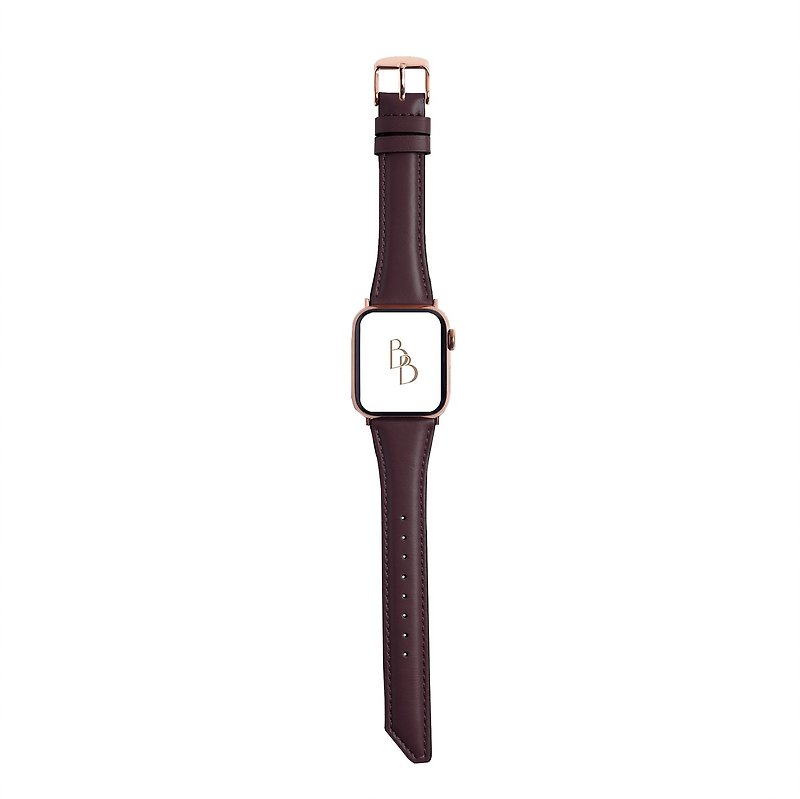 Apple Watch Bevel Oil Wax Brown Leather Strap Women's 9/8/7/6/5/4/3/2/1/SE - Watchbands - Genuine Leather Brown
