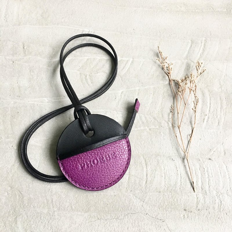 gogoro鑰匙皮套訂製 黑+紫色客製化禮物 - 鑰匙圈/鎖匙扣 - 真皮 紫色