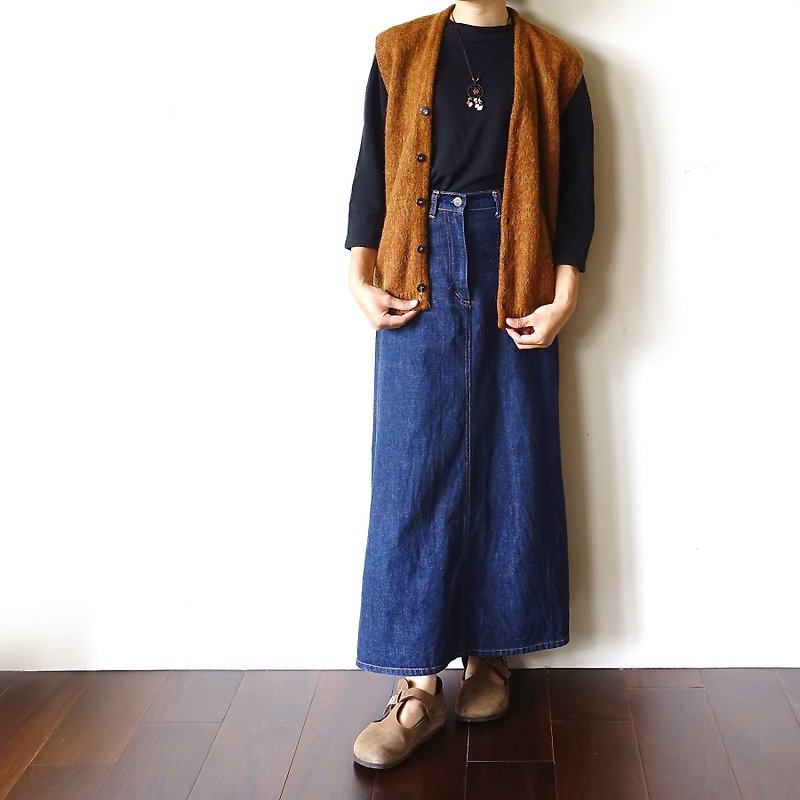 BajuTua / vintage / simple light brown cardigan wool vest - สเวตเตอร์ผู้ชาย - ขนแกะ สีนำ้ตาล