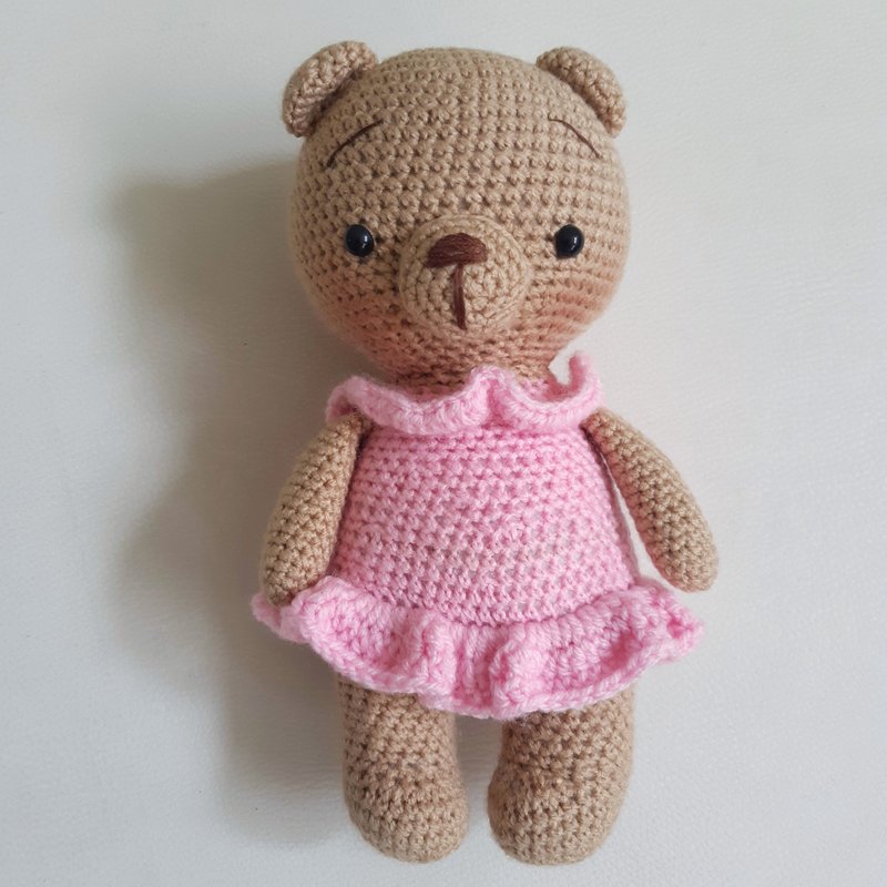 Hand Crochet Funny Bear Softy Stuffed Toys Animals Knit Gift - 寶寶/兒童玩具/玩偶 - 壓克力 金色