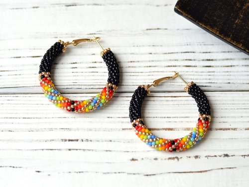 Colorful bead crochet kit hoop earrings, Diy kits for adults, Jewelry making  kit - Shop BeadCrochetKit Knitting, Embroidery, Felted Wool & Sewing -  Pinkoi