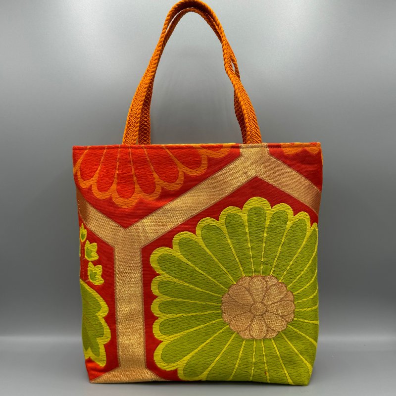 Kimono Obijime Remake Tote bag - Handbags & Totes - Silk Orange