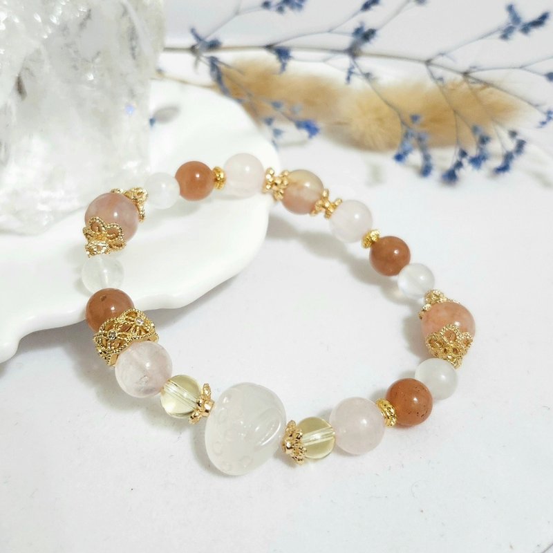 紅花月兔/招桃花招財、增強直覺之水晶 - 手鍊/手環 - 水晶 紅色