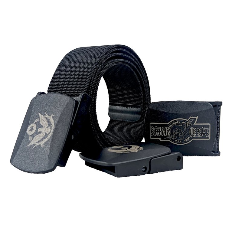 Customized belt belt [military police fire belt] strong elastic police fire fighter - เข็มขัด - วัสดุอื่นๆ สีดำ