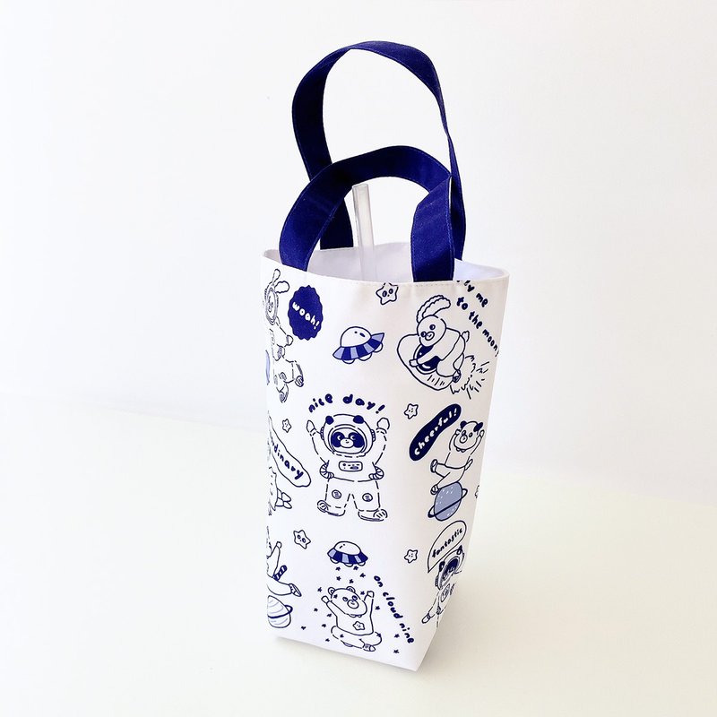 Happy Zoo-Space Universe/Beverage Bag/Cup Bag - ถุงใส่กระติกนำ้ - เส้นใยสังเคราะห์ สีน้ำเงิน