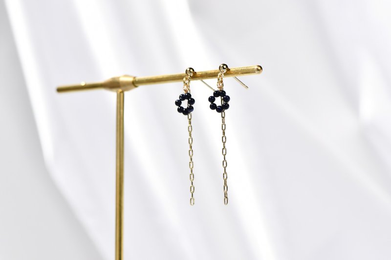 【JIEGEM】Blackcurrant Pâté Earrings / Blue Sandstone - Earrings & Clip-ons - Gemstone Blue