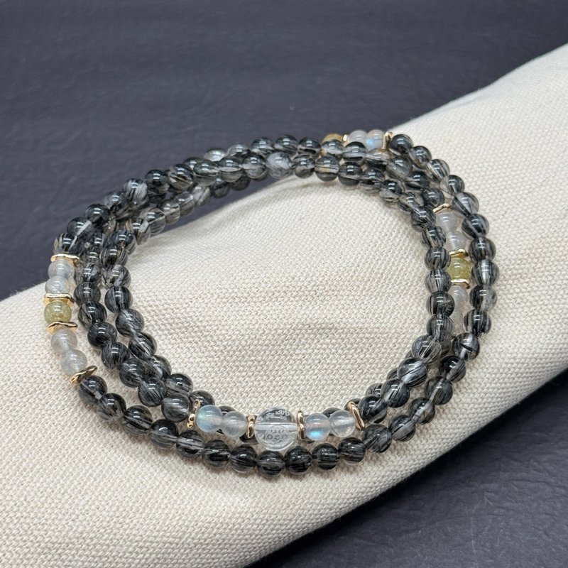 Zen | 108 Rosary 108 Beads Black Hair Crystal Gray Moon Green Stone Bodhisattva Mantra Heart ( - Bracelets - Crystal 