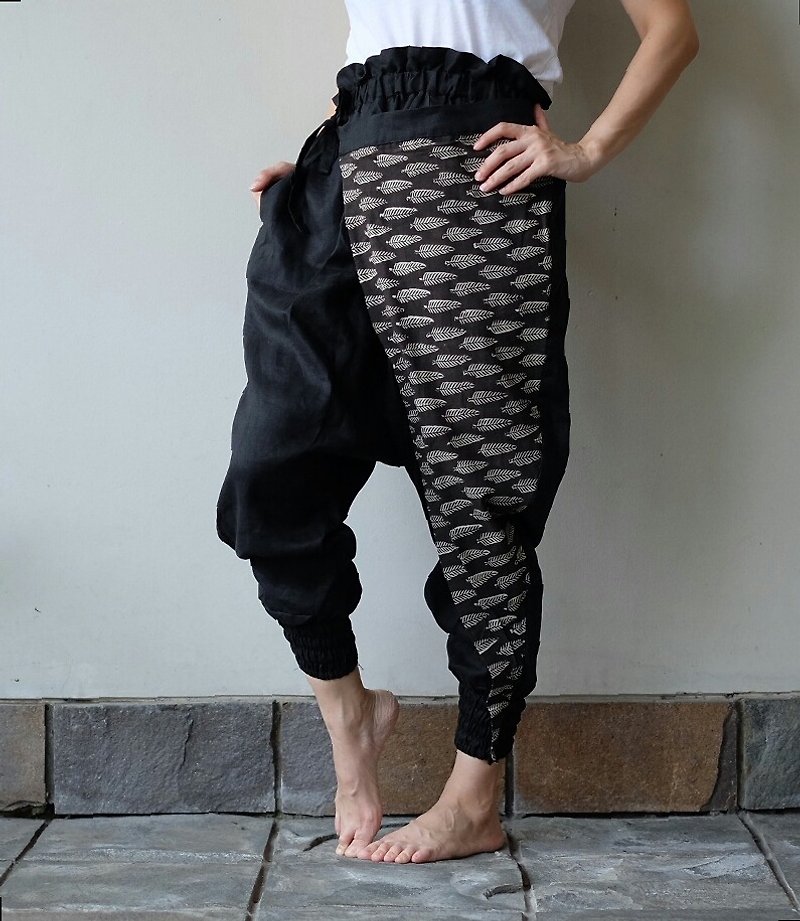Talaka Black for Her - กางเกงขายาว - ผ้าฝ้าย/ผ้าลินิน สีดำ
