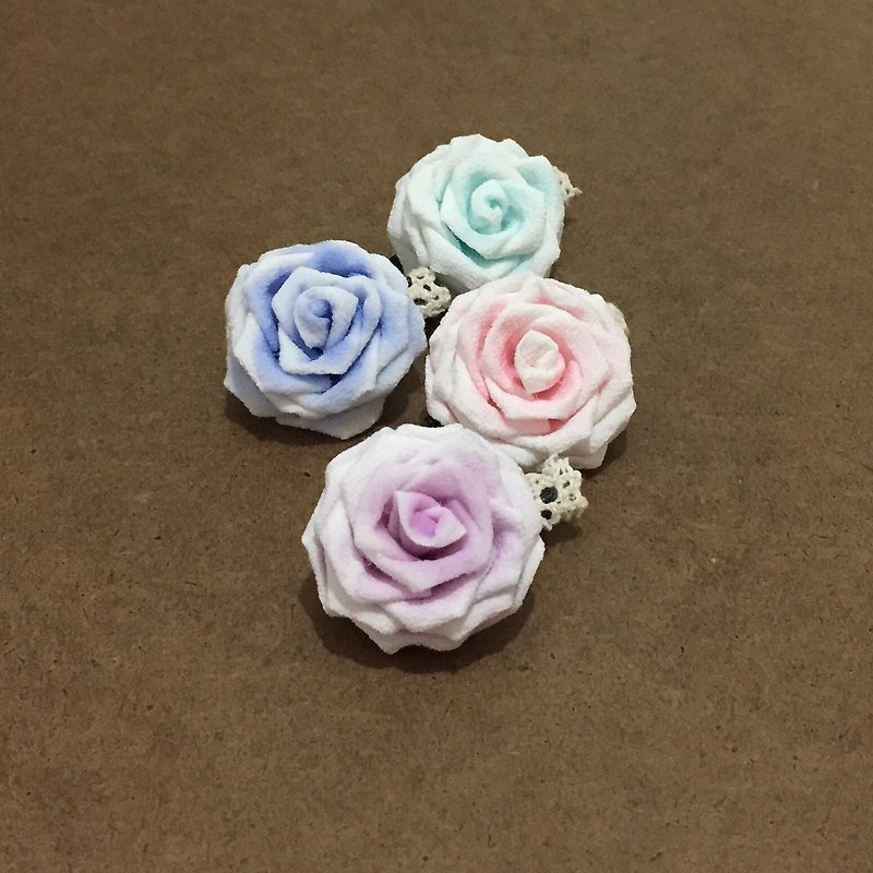 【】 If Wand】 【Rose Love Rose / Rose. Hand dye gradient color. Zu ma late fine Japanese cloth flower and wind hair accessories kimono hair accessories / bathrobe hair accessories / lolita hair accessories / Lolita / lace / Mori hair accessories - Hair Accessories - Cotton & Hemp Pink