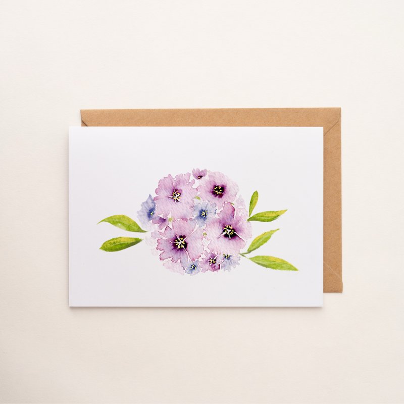 手描き水彩 花のカード 多目的カード 誕生日カード 感謝カード アートカード グリーティングカード ギフトカード - はがき・メッセージカード - 紙 パープル