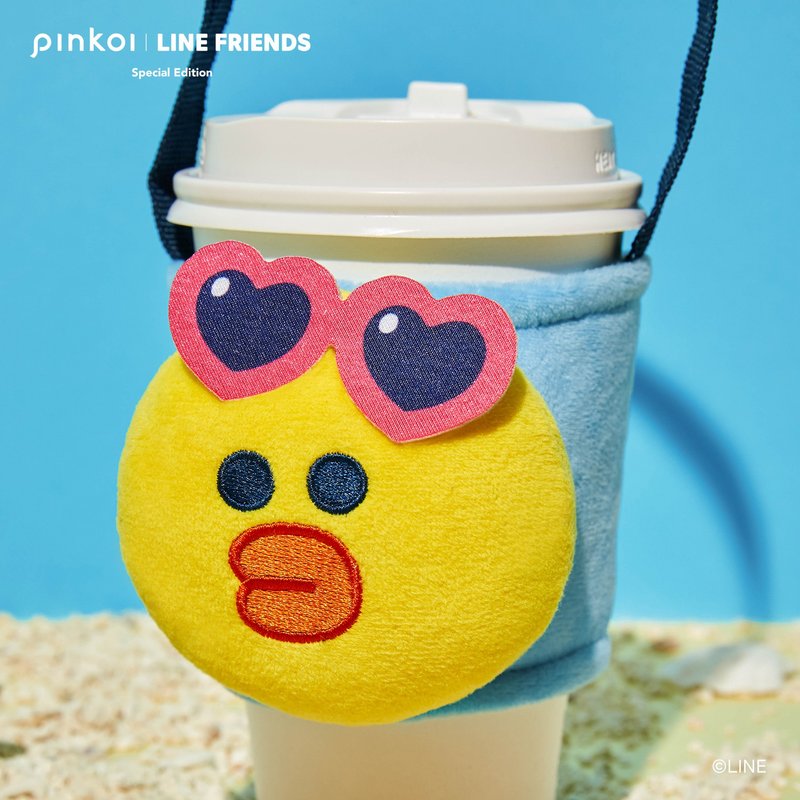 完售倒數 莎莉款絨毛飲料提袋 Pinkoi | LINE FRIENDS - 飲料提袋/杯套/杯袋 - 聚酯纖維 