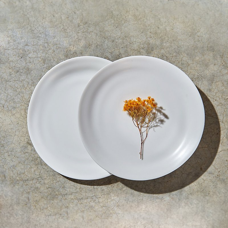 [3,co] Water Wave Bread Plate (2 Pieces)-White + White