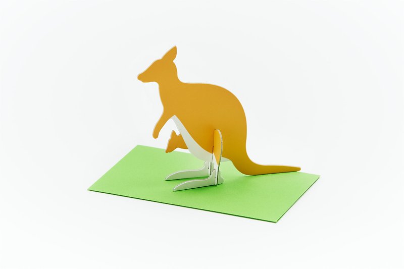 Pop-up Card Kangaroo / Standing Message Card - Cards & Postcards - Paper Multicolor