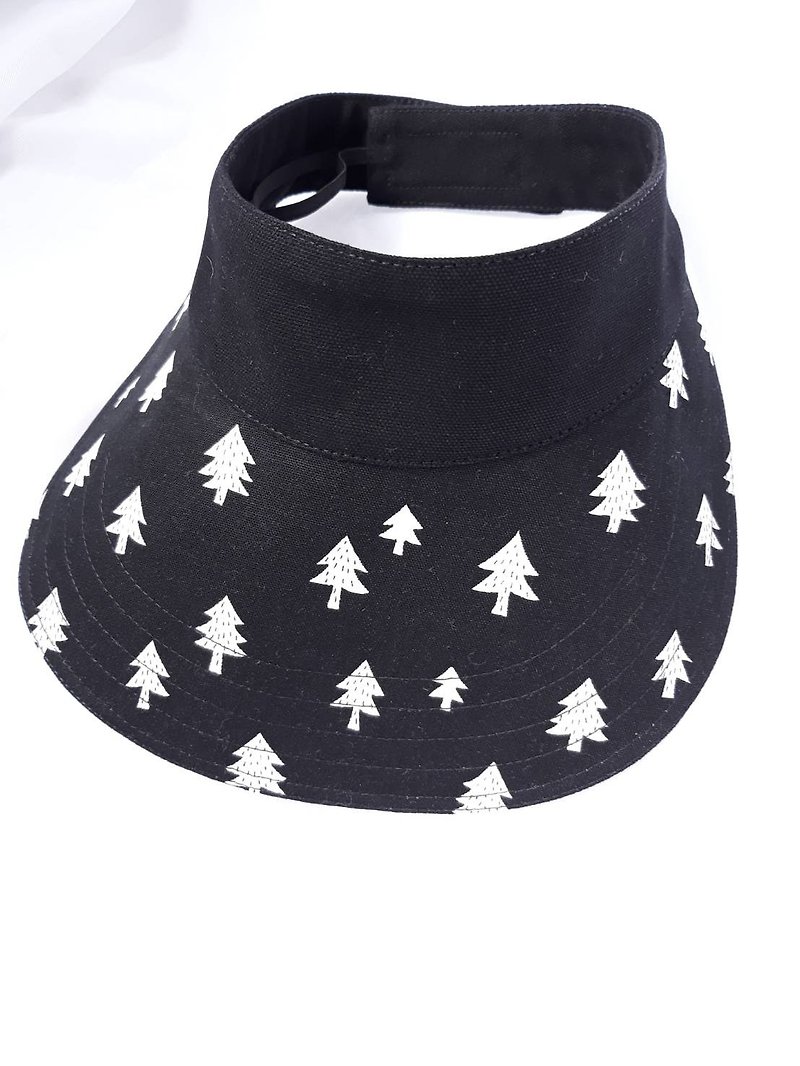 Black Christmas Tree Sports Visor - Hats & Caps - Cotton & Hemp Black