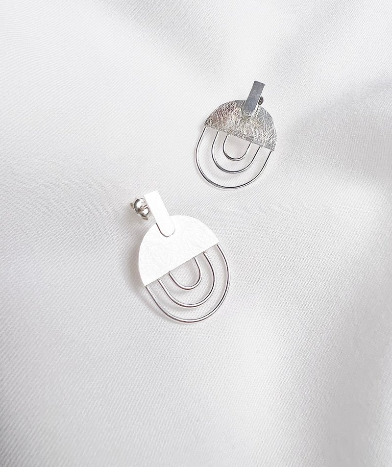 [Murayoshi silver ornaments] 925 sterling silver earrings__handmade line earrings - ต่างหู - เงินแท้ 